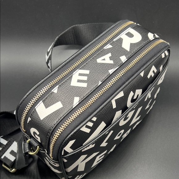 Karl Lagerfeld Black Crossbody Bag  Camera Bag with Multicolor Letters NEW - Picture 7 of 13